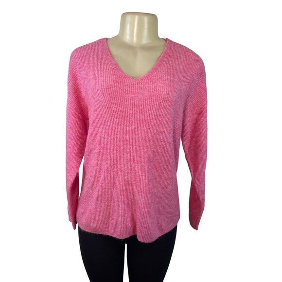 Vero Moda Pink Ribbed Knit Long Sleeve V-Neck Sweater Size XS - Picture 1 of 6